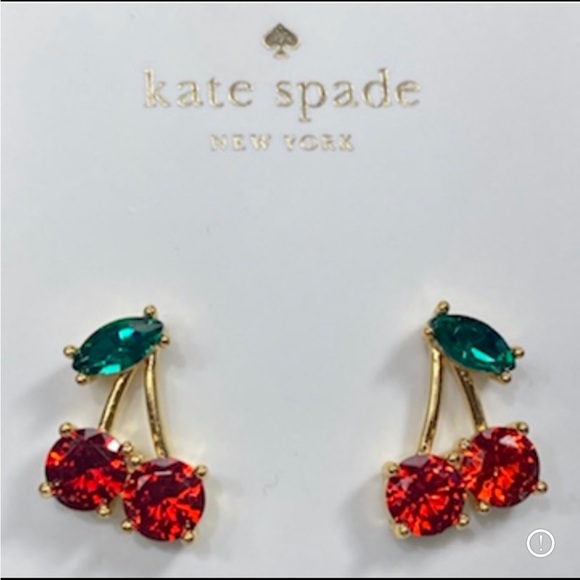 Kate Spade New York Ma Cherie Cherry Crystal Stud Earrings ~ Dainty Fruit Bling - Picture 12 of 12